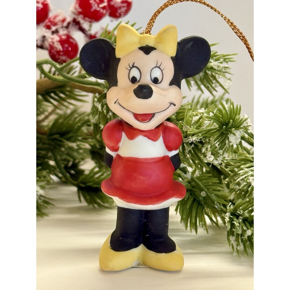 VTG Disney Productions MINNIE MOUSE Ceramic‎ Christmas Ornaments Made In Japan